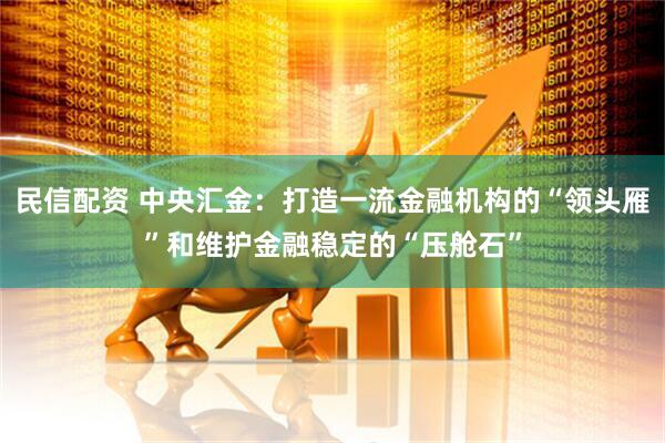 民信配资 中央汇金:打造一流金融机构的“领头雁”和维护金融稳定的“压舱石”