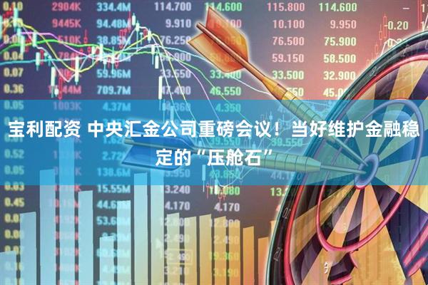 宝利配资 中央汇金公司重磅会议!当好维护金融稳定的“压舱石”