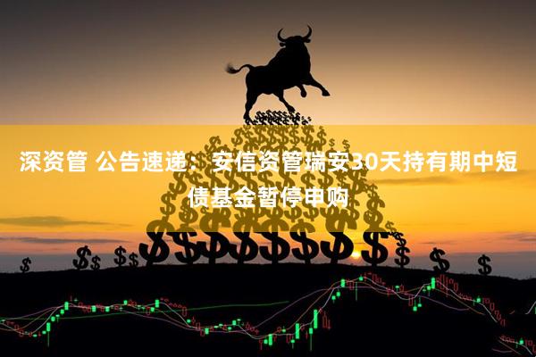 深资管 公告速递：安信资管瑞安30天持有期中短债基金暂停申购