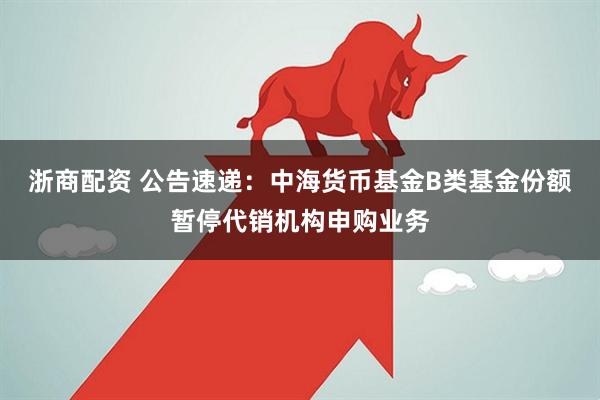 浙商配资 公告速递：中海货币基金B类基金份额暂停代销机构申购业务